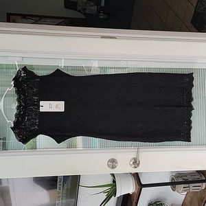 NWT Stanzino Black Lace Midi Cocktail Dress Sx XL Perfect Knee Length